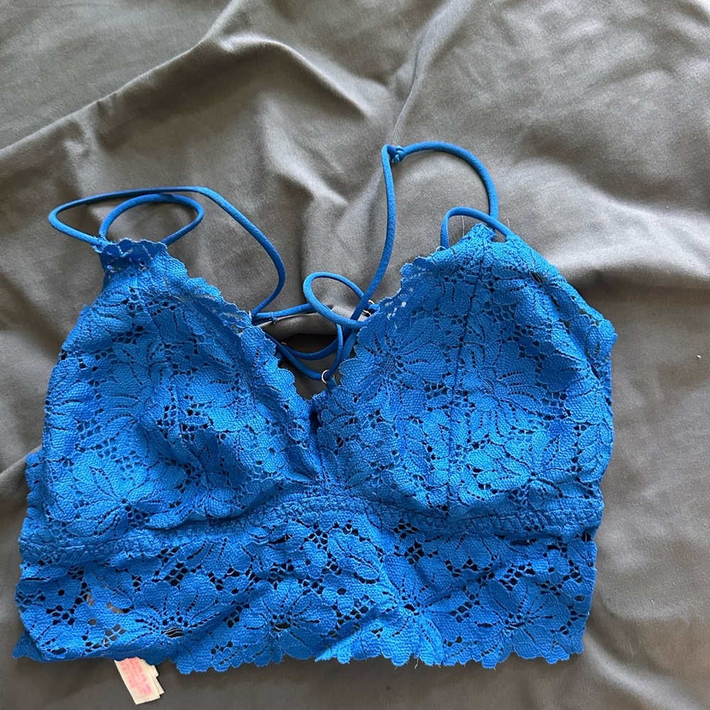 Pink victoria secret size M blue lace bralette